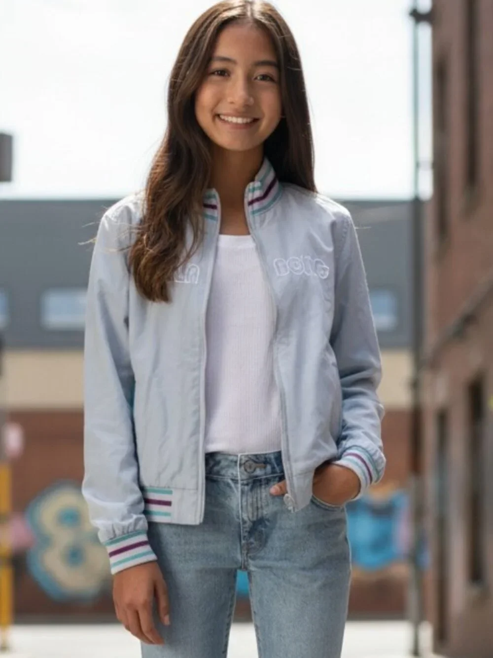 BILLABONG Gray Purple Plaid Jacket Girls 9 10 Lightweight Cotton Bomber